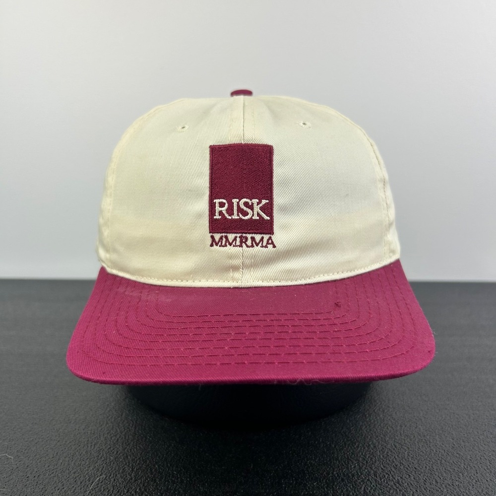 Vintage Risk MMRMA Hat Cap Strap‎ Back Adjustable White Red Logo Adult